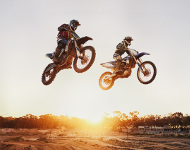 Dirtbike riders riding off-road