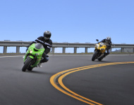 Sportbike riders on a curvy road
